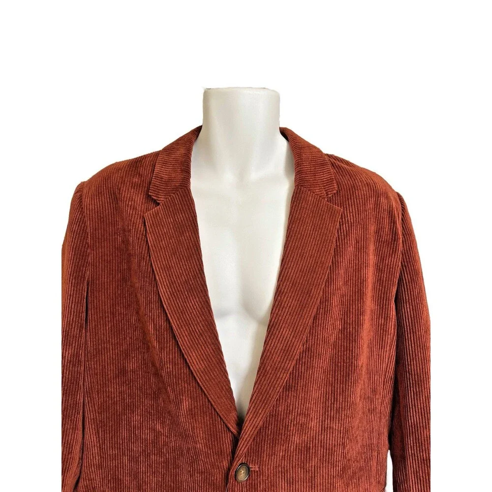 NWT Men's L Corduroy Blazer Abbott Elementary Brown Jacket One Button $99 NEW